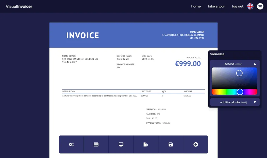 Screenshot of VisualInvoicer